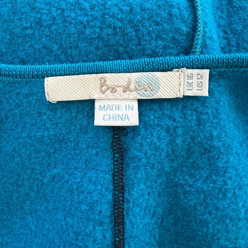 Boden Vintage Boiled Wool Open Front Cardigan Coat in Cobalt Blue, size 12 - Picture 6 of 9